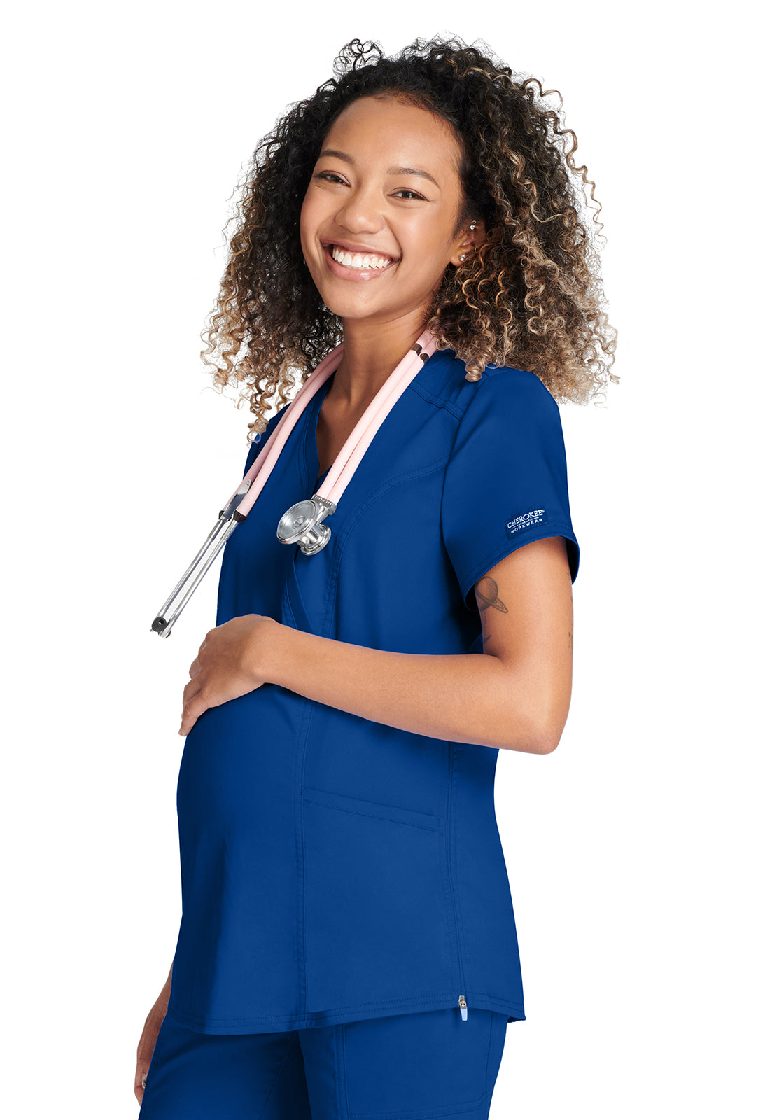 Women's Maternity Mock Wrap Top - Galaxy Blue